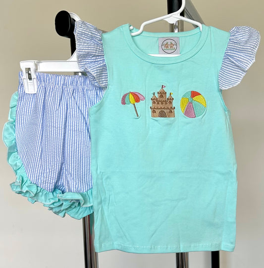 Turquoise and Light Blue Striped Beach Trio