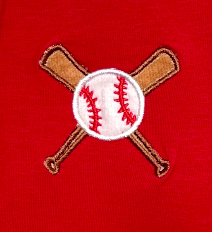 Red and Royal Gingham Baseball and Bats