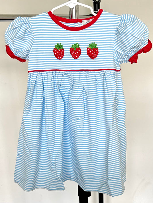 Light Blue Stripes and French Knot Strawberry Trio