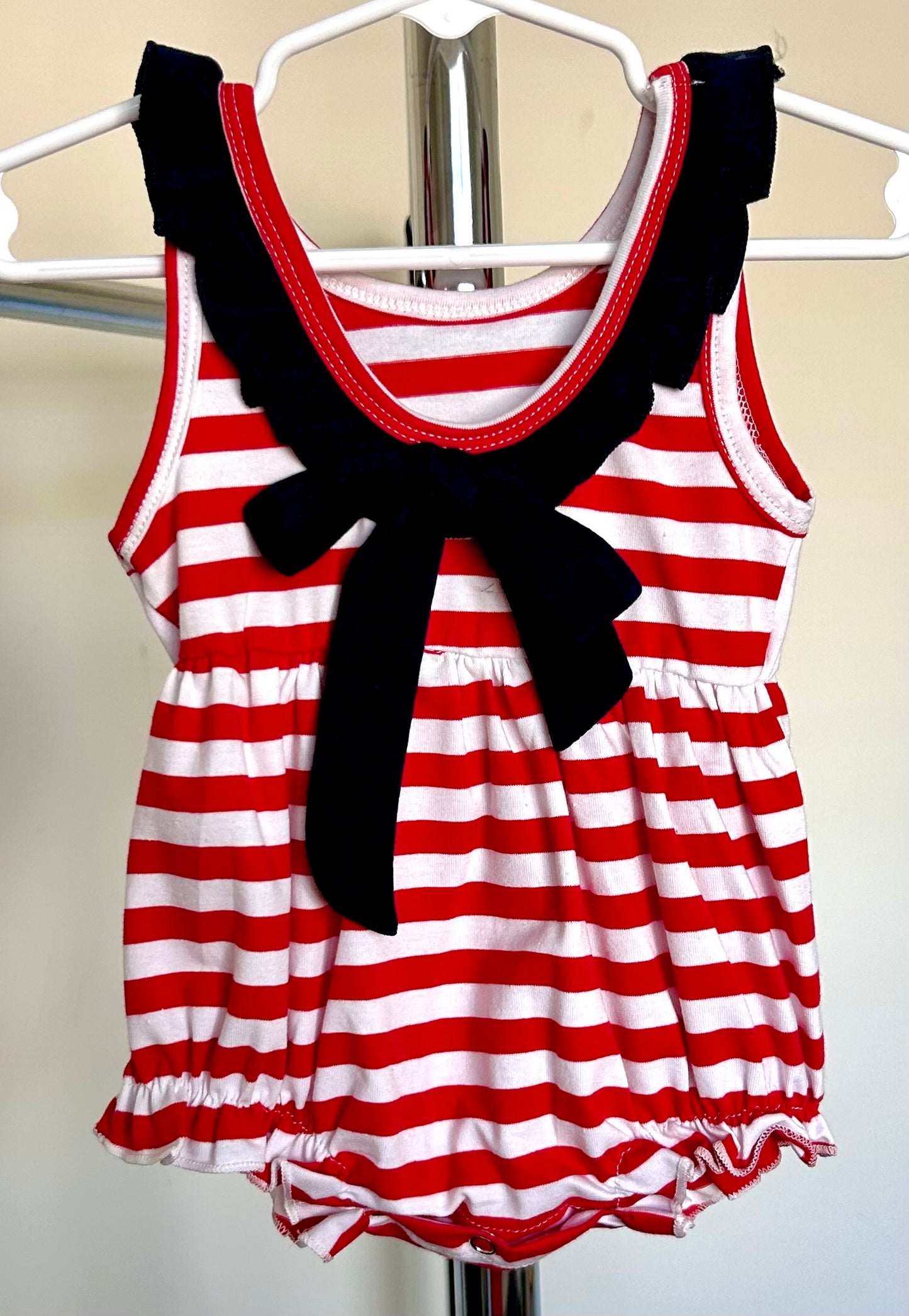 Red Stripes and Navy Neckline Fireworks and Flag Trio