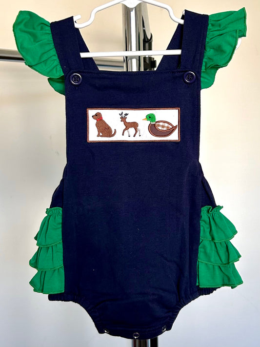 Navy and Green Dog, Deer, Duck Trio