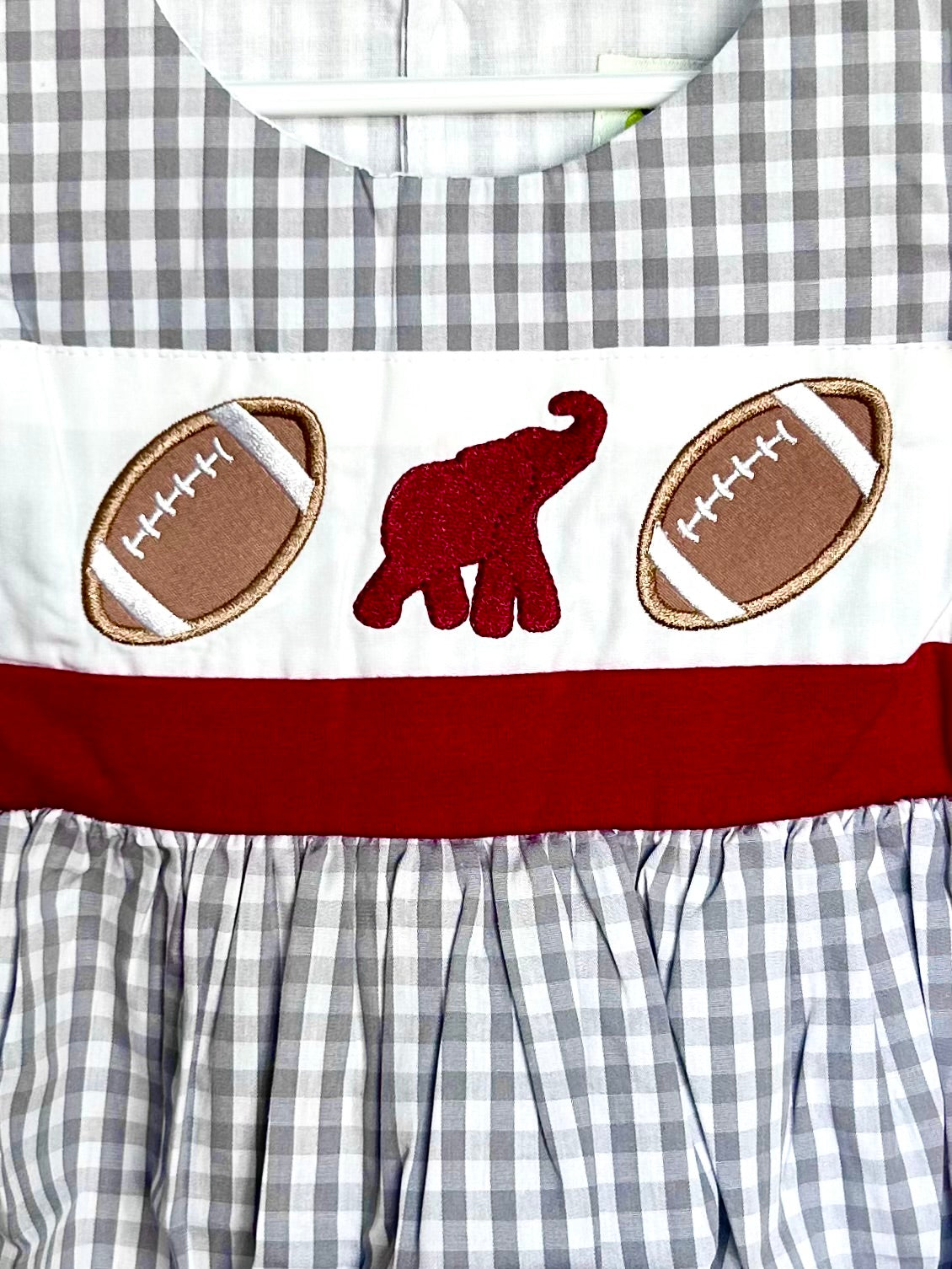 Grey Micro Gingham Football and Elephant Trio
