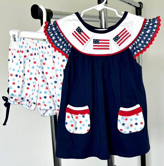 Navy with Red and Blue Watercolor Dots and Flag Trio