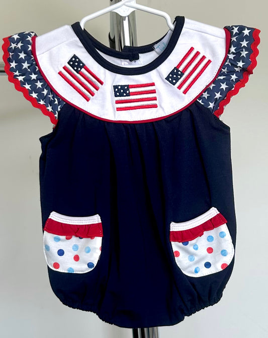 Navy with Red and Blue Watercolor Dots and Flag Trio