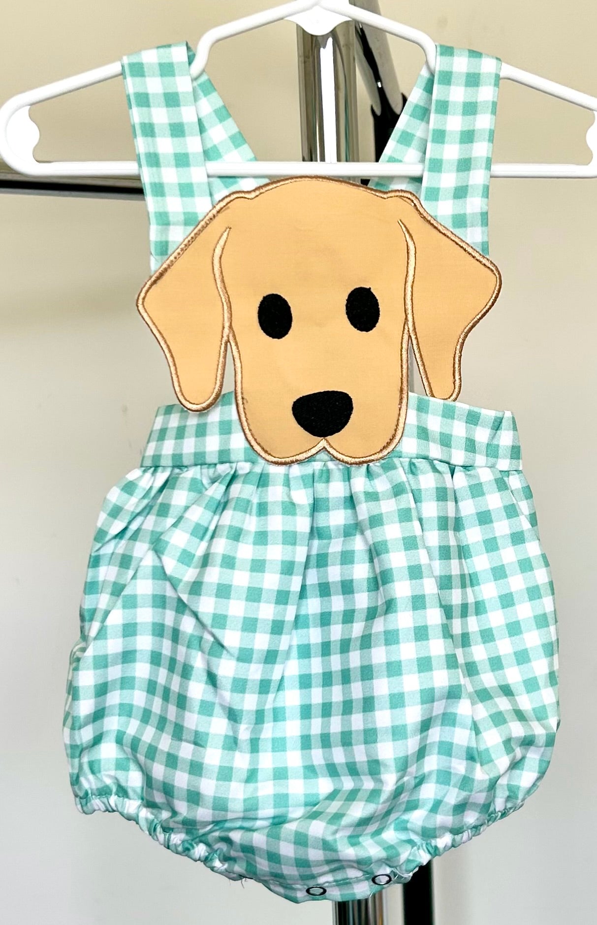 Mint Gingham Puppy Dog Cut Out