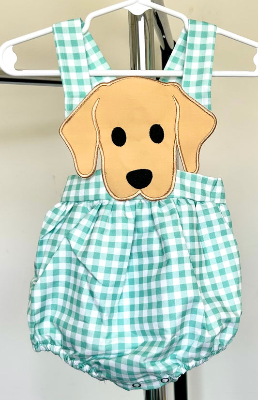 Mint Gingham Puppy Dog Cut Out
