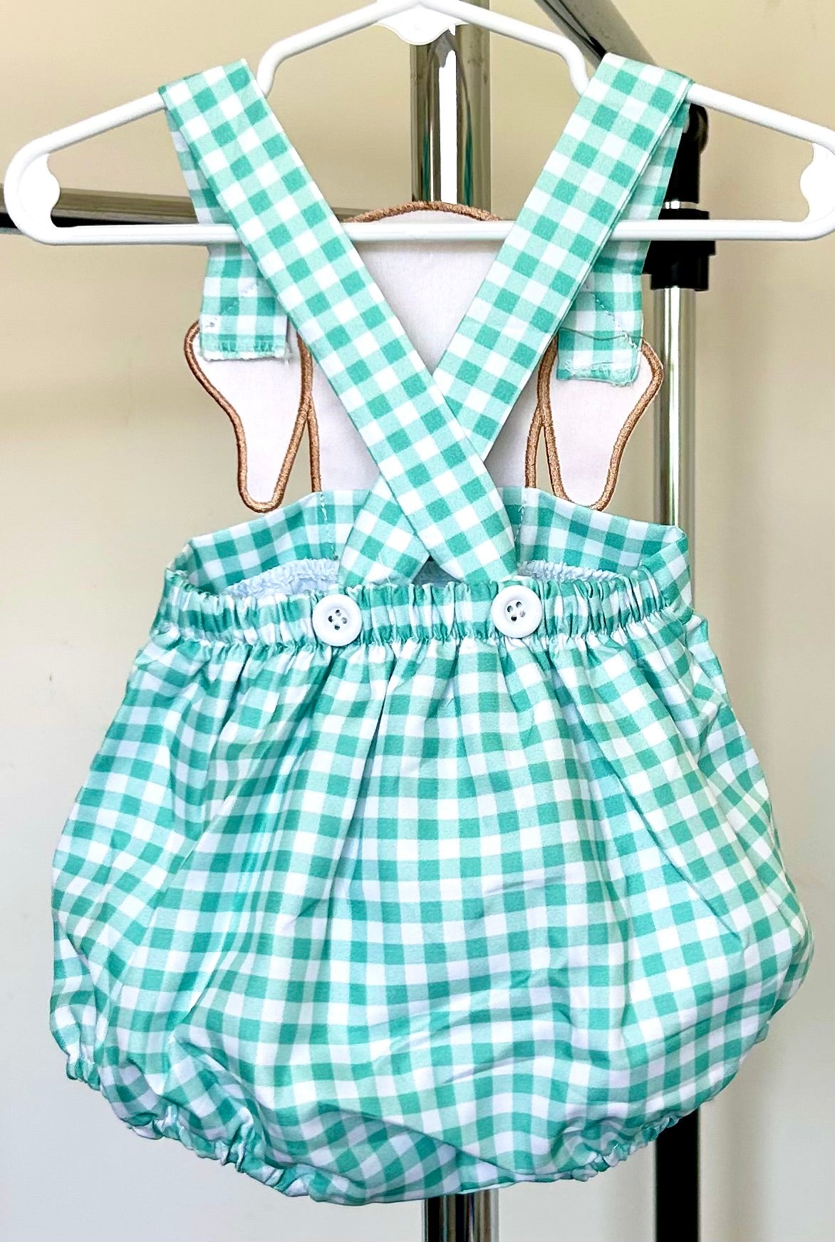 Mint Gingham Puppy Dog Cut Out