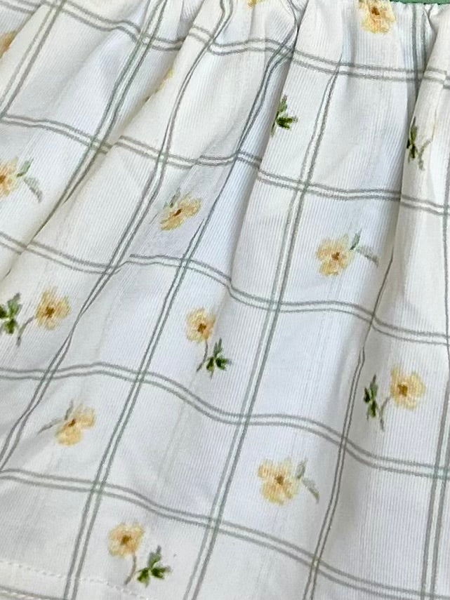 Sage and Yellow Floral Windowpane Smocked “Daddy’s Girl”